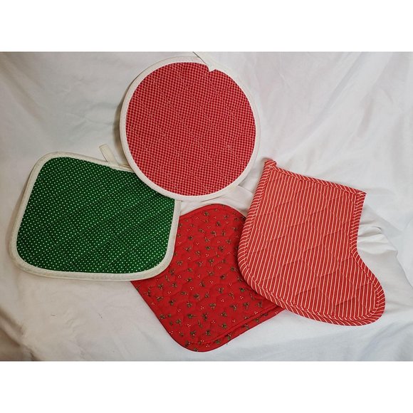 Vintage Christmas Pot Holders NOS Set of 4 - Picture 6 of 6